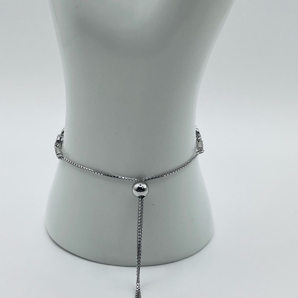 Heart Bolo Bracelet 925 Sterling Silver Accented Diamond - Picture 5 of 5